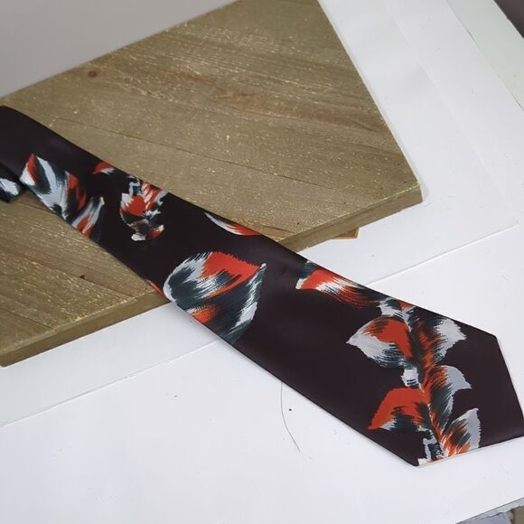 Vintage 70s mens wide necktie Lavin brown orange - Picture 3 of 5